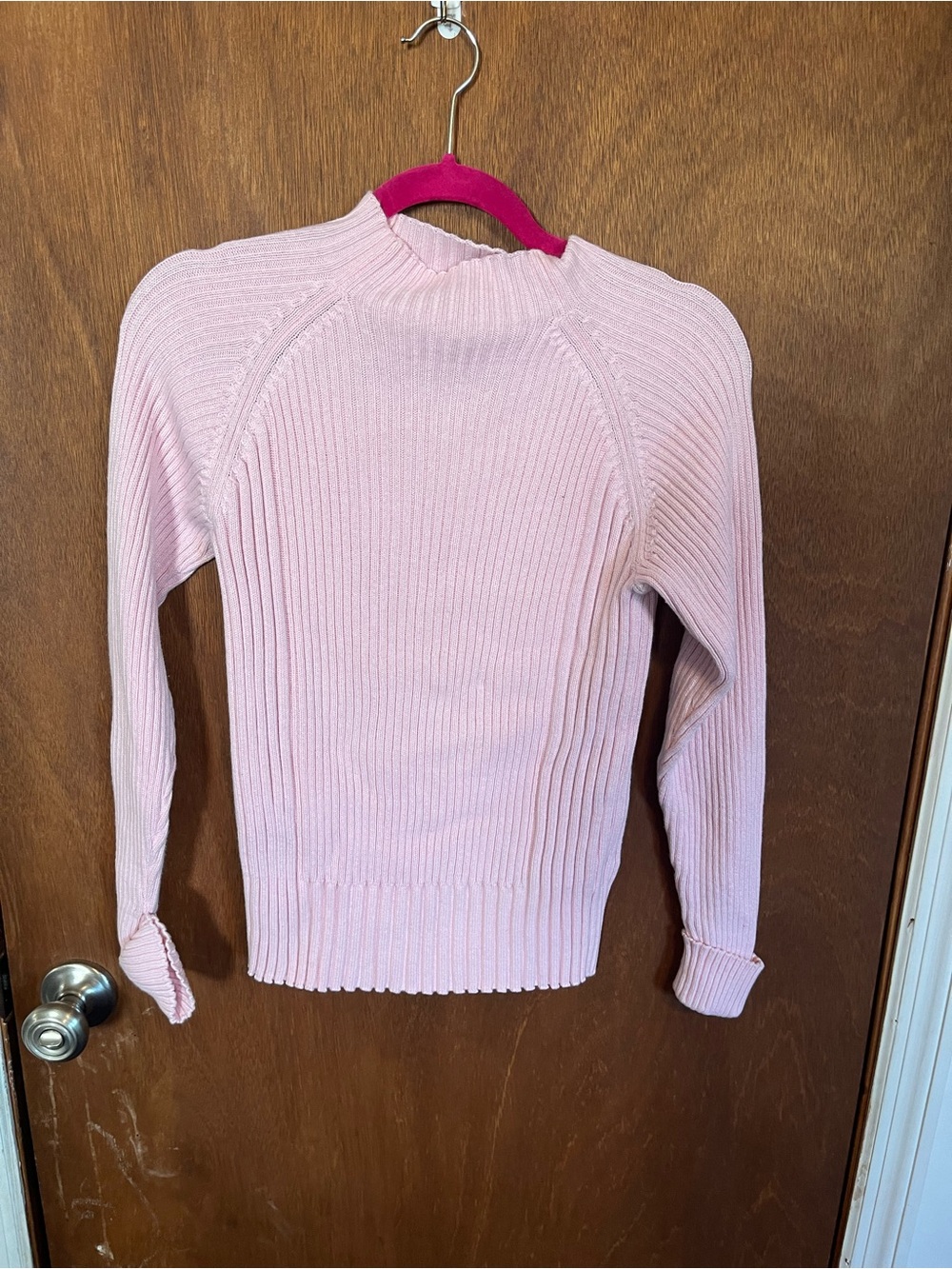 Studio Works Pink Ribbed Mock-Neck Sweater